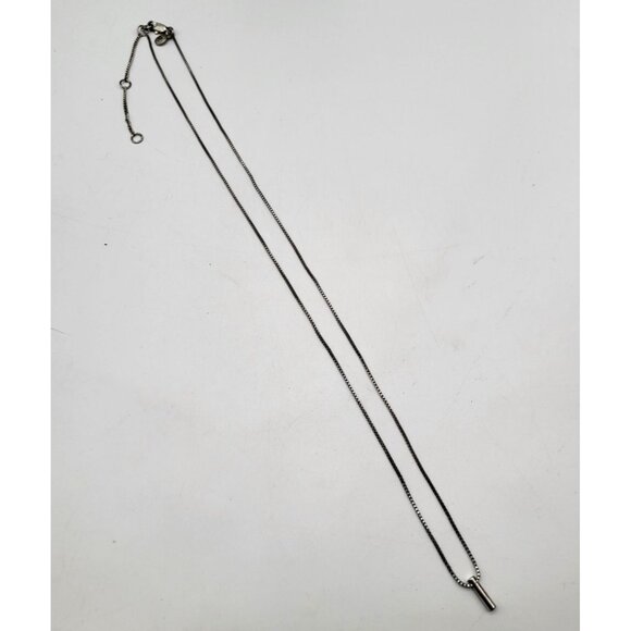 MADEWELL Minimalist Pendant Silver Tone Necklace Vertical Bar - Picture 3 of 7